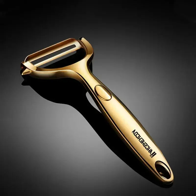 Éplucheur de Légumes doré en Inox lame ultra tranchante et manche ergonomique antidérapant