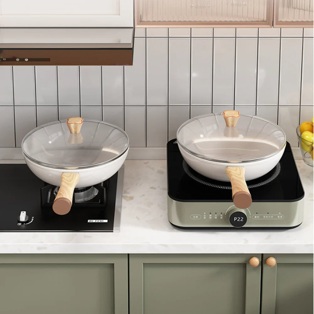 Poêle Wok Antiadhésive Céramique 30cm - Poêle à Frire Induction Gaz