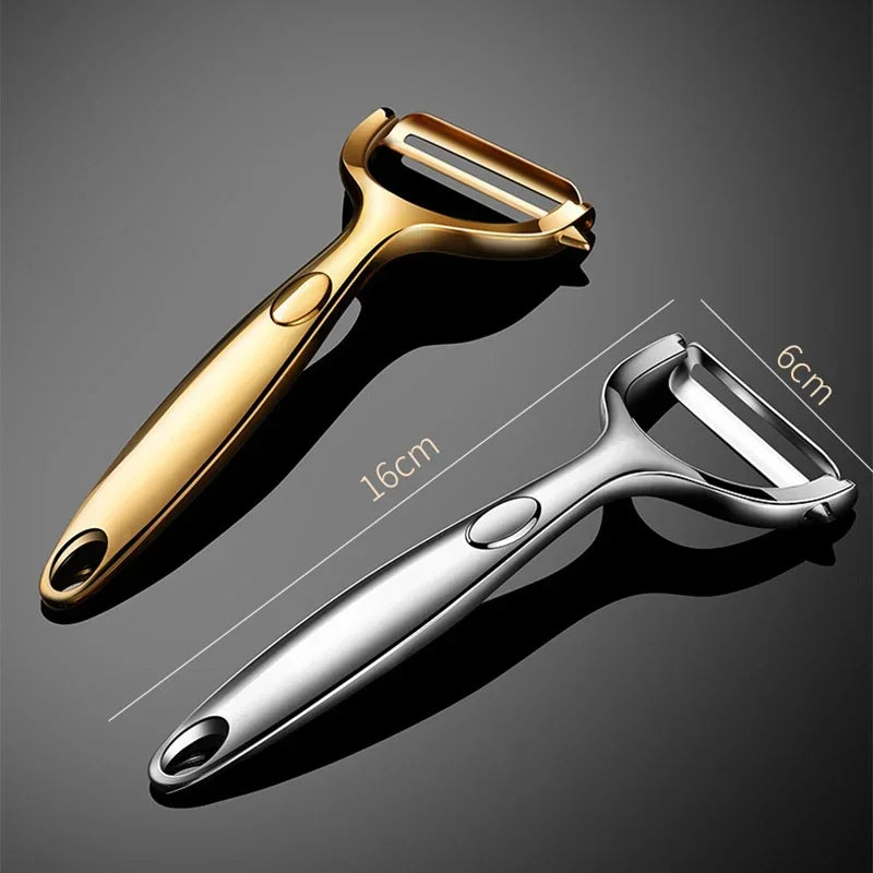 Éplucheur de Légumes doré en Inox lame ultra tranchante et manche ergonomique antidérapant