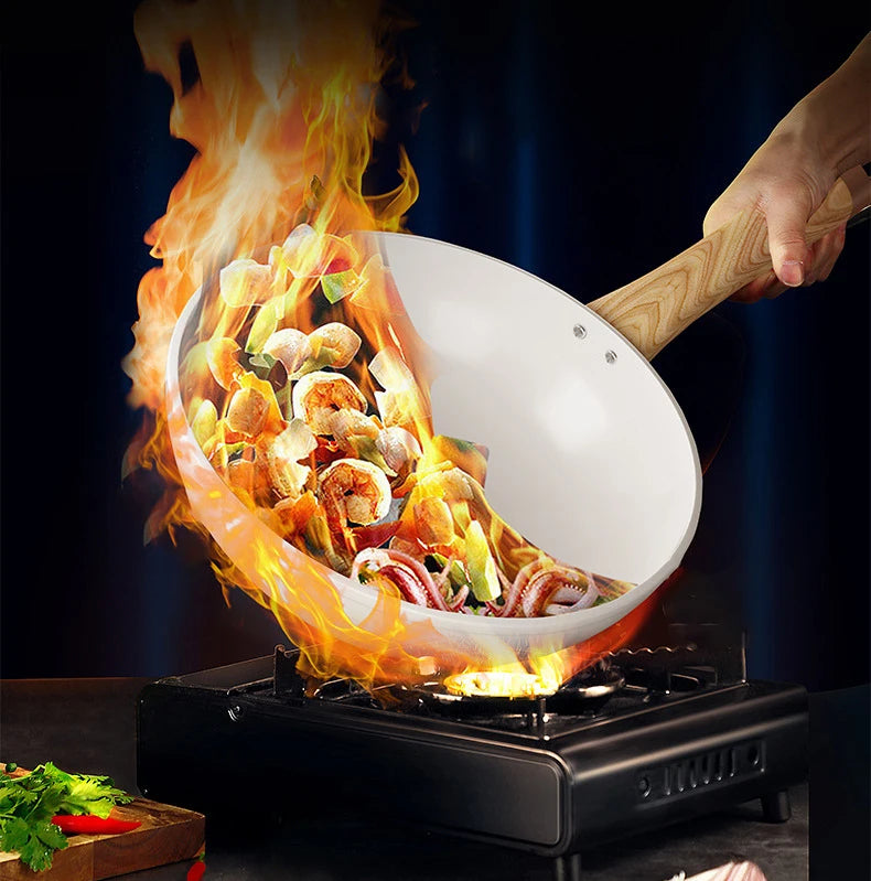 Poêle Wok Antiadhésive Céramique 30cm - Poêle à Frire Induction Gaz
