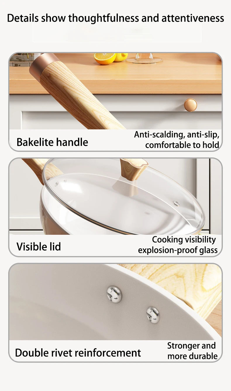 Poêle Wok Antiadhésive Céramique 30cm - Poêle à Frire Induction Gaz