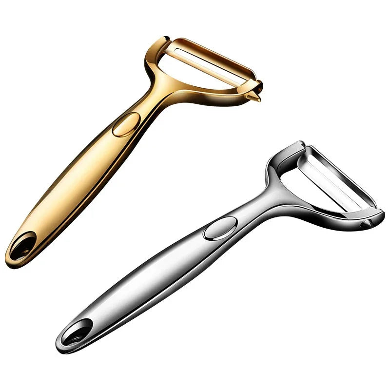 Éplucheur de Légumes doré en Inox lame ultra tranchante et manche ergonomique antidérapant