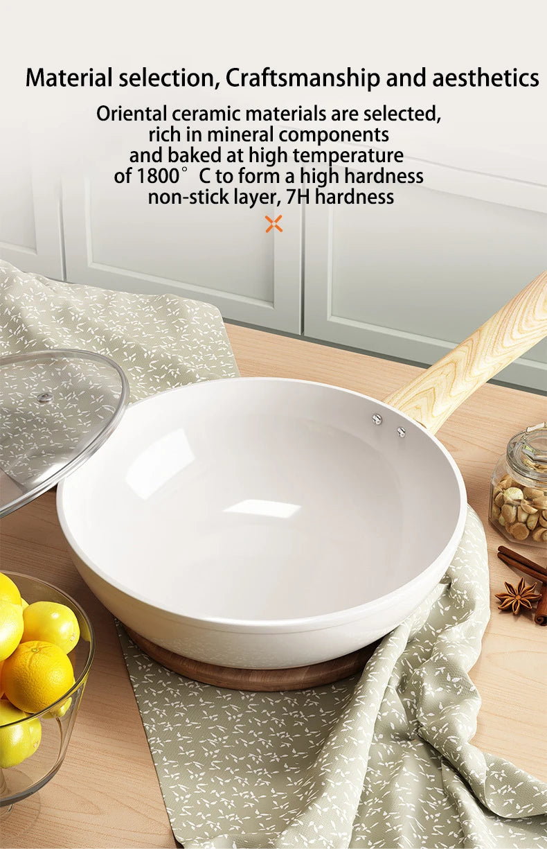 Poêle Wok Antiadhésive Céramique 30cm - Poêle à Frire Induction Gaz