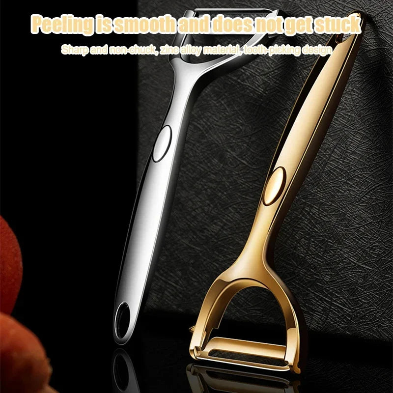 Éplucheur de Légumes doré en Inox lame ultra tranchante et manche ergonomique antidérapant