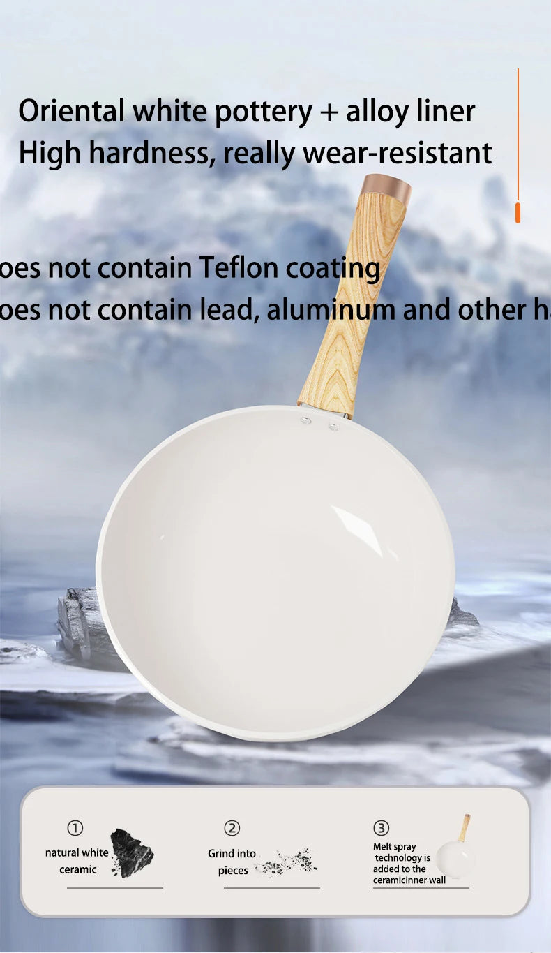 Poêle Wok Antiadhésive Céramique 30cm - Poêle à Frire Induction Gaz