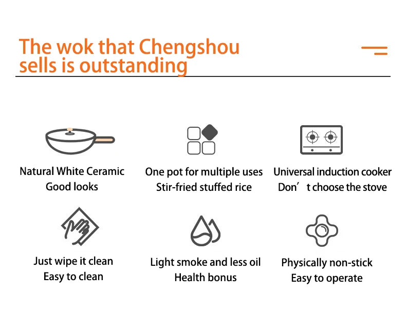 Poêle Wok Antiadhésive Céramique 30cm - Poêle à Frire Induction Gaz