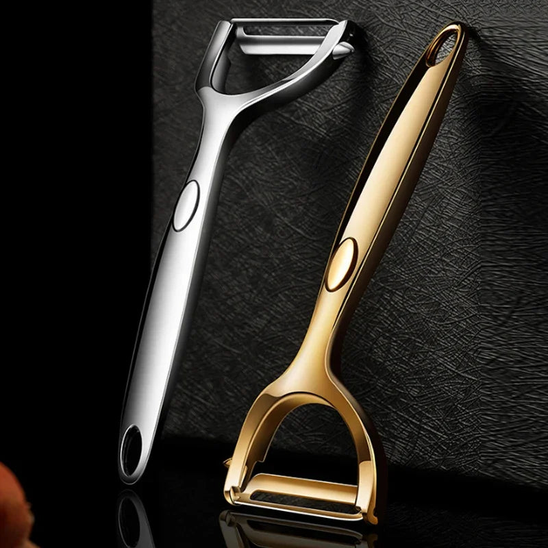 Éplucheur de Légumes doré en Inox lame ultra tranchante et manche ergonomique antidérapant