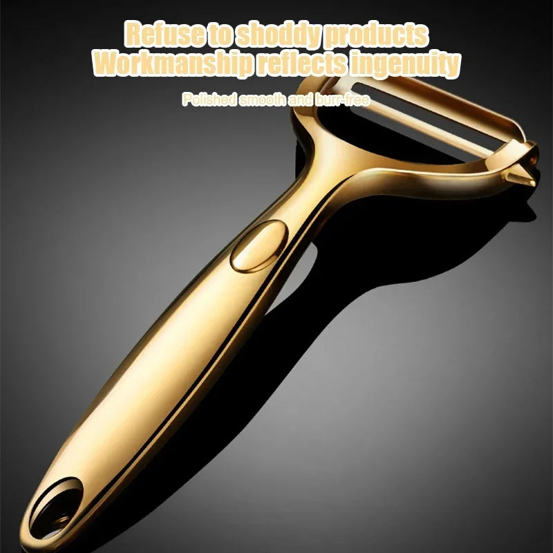 Éplucheur de Légumes doré en Inox lame ultra tranchante et manche ergonomique antidérapant