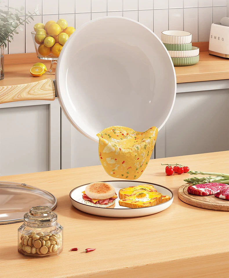 Poêle Wok Antiadhésive Céramique 30cm - Poêle à Frire Induction Gaz