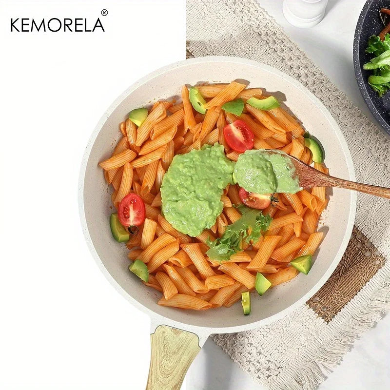 Lot de 3 Poêle Antiadhésive en Granit – 20/24/28 cm avec Manche Isolant, Compatibles Induction et Tous Feux