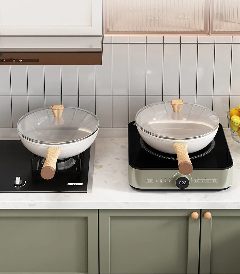 Poêle Wok Antiadhésive Céramique 30cm - Poêle à Frire Induction Gaz