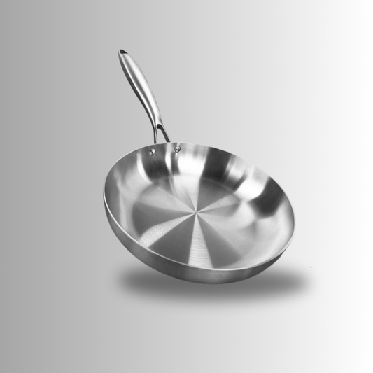 Poêle à frire inox  idéale pour steak et cuisson saine Compatible gaz et induction, sans revêtement chimique